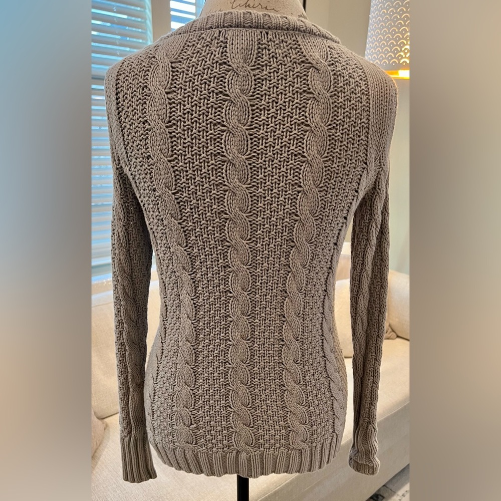 LC Lauren Conrad Lace Cotton Women's Taupe Cable Knit Sweater - Picture 3 of 14